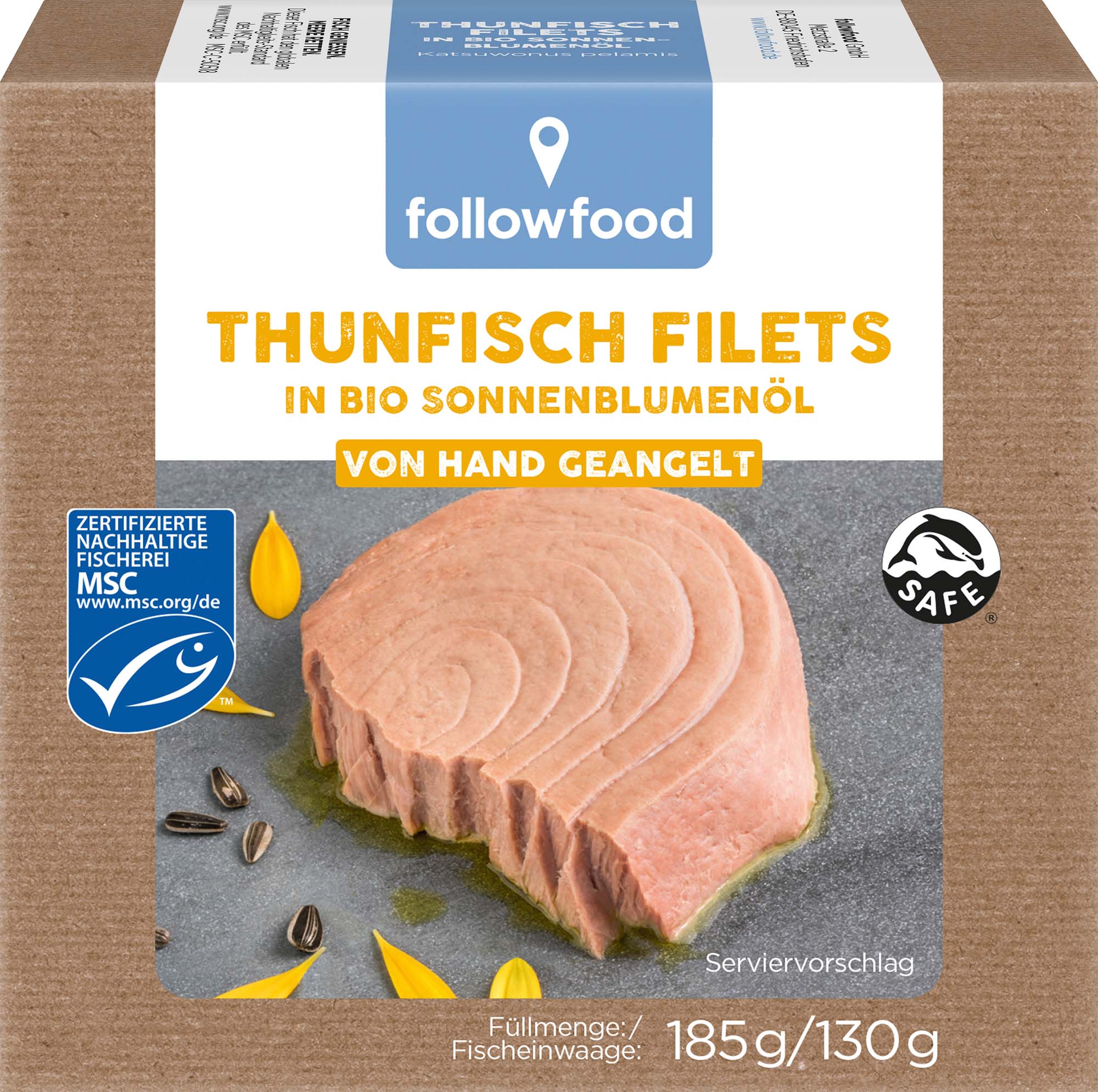 Followfood Thunfisch in Bio Sonnenblumenöl 185g