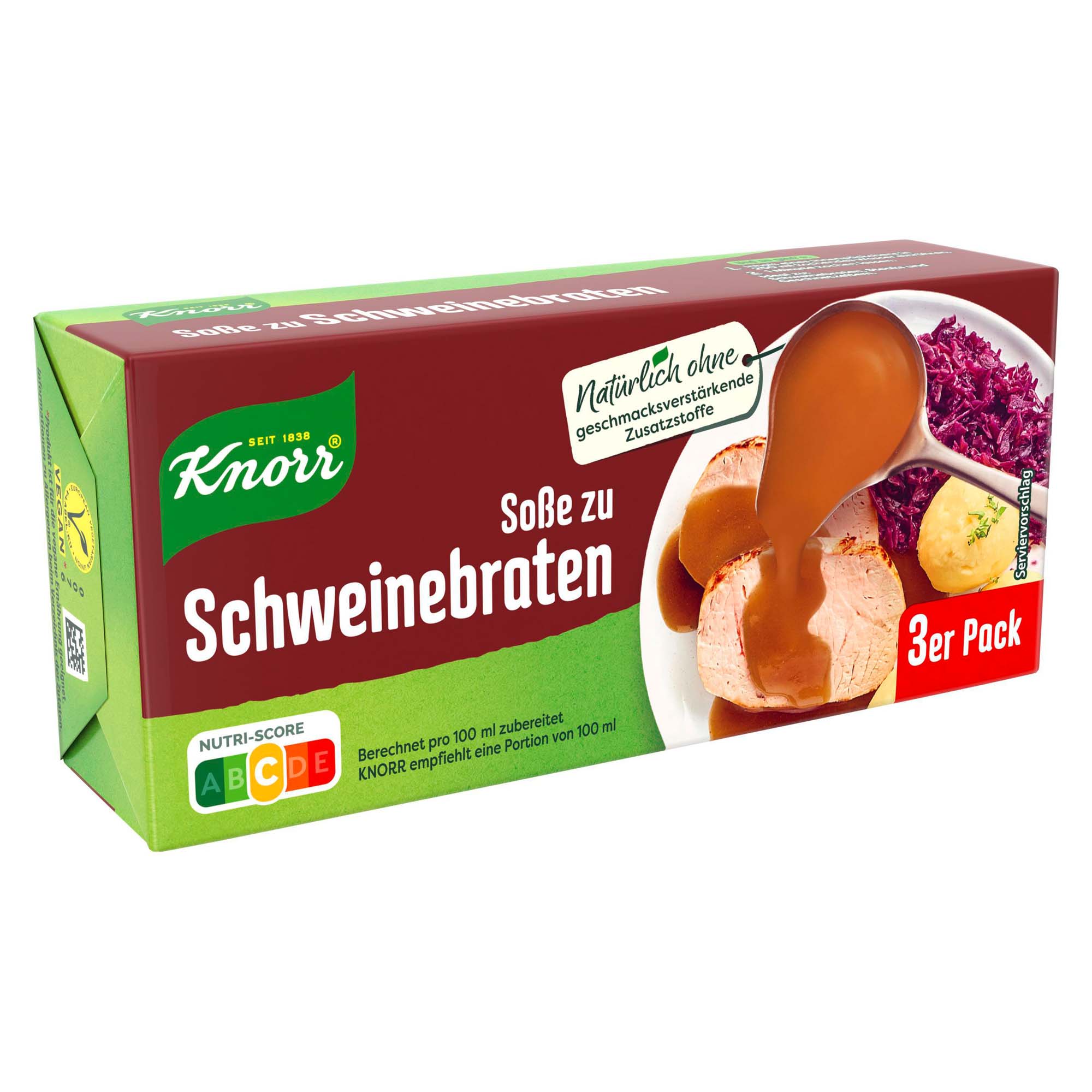 Knorr Soße zu Schweinebraten ergibt 3x250ml