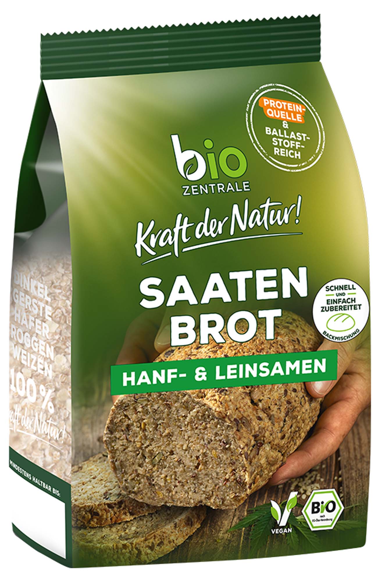 biozentrale Saatenbrot Hanf & Leinsamen 500g – Bild 2