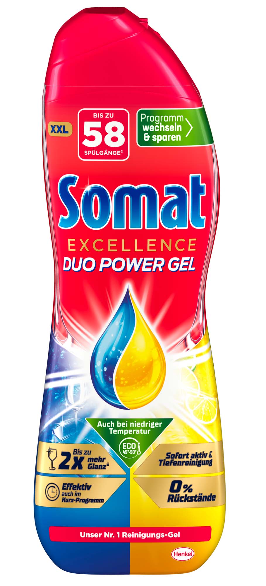 Somat Spülmaschinen-Reiniger Excellence Duo Power Gel Zitrone & Limette 58 Spülgänge 928 ml
