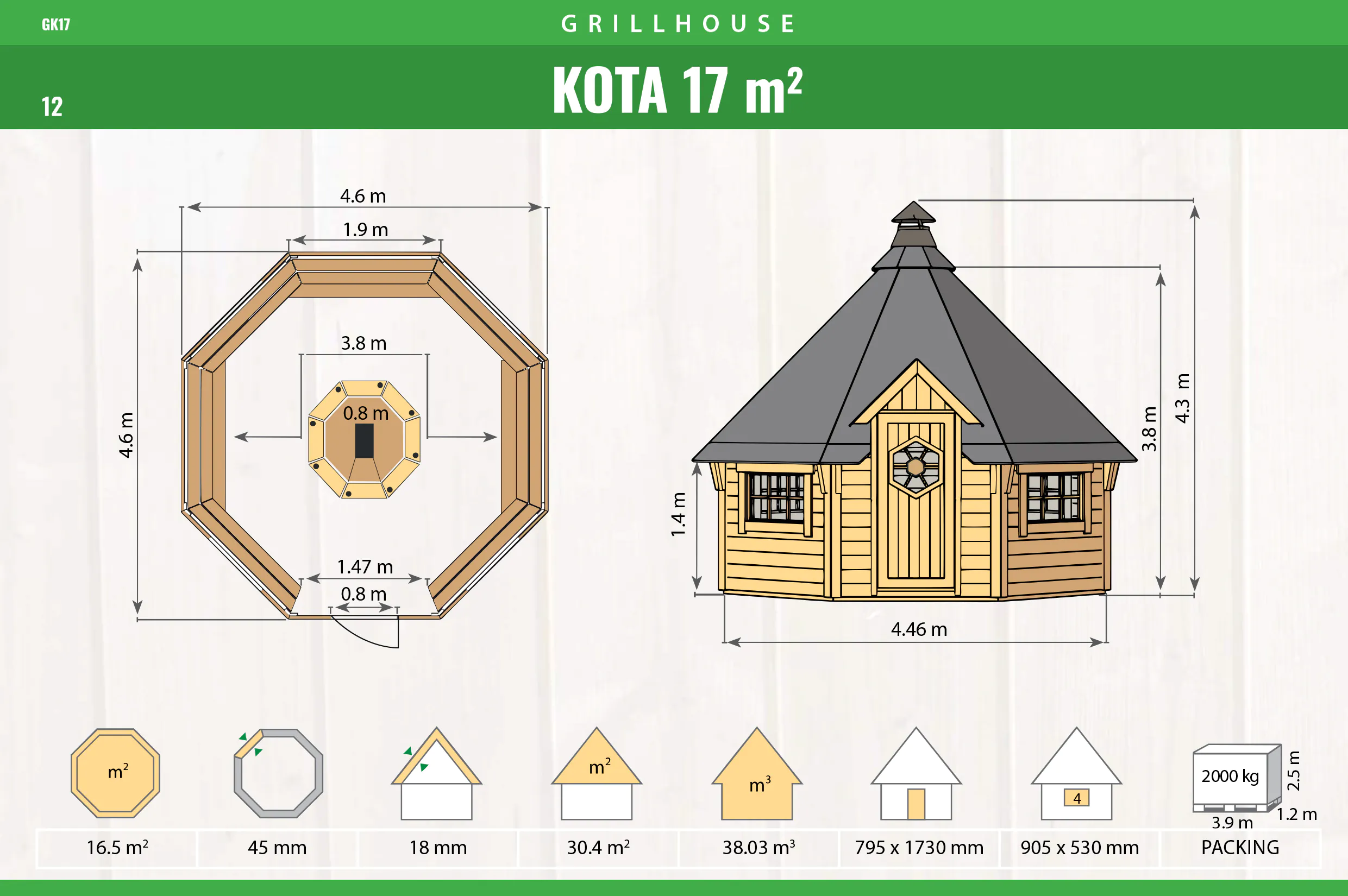 Premium Grillhütte / Grillkota 17 m² aus Holz – Bild 4