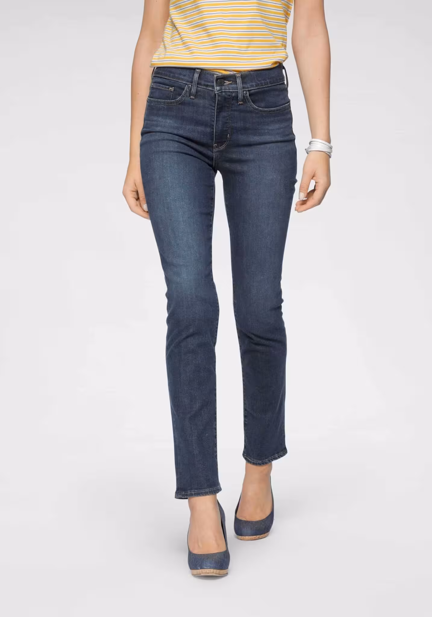 Levi's Röhrenjeans 312 Shaping Slim, in Dark Blue Used, W28xL30 – Bild 3