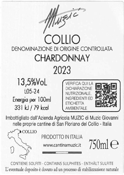 (20,93€/l) Muzic Collio Chardonnay Weiß D.O.C. 2023er 0,75 Liter Fl. 13,5% Vol. – Bild 3
