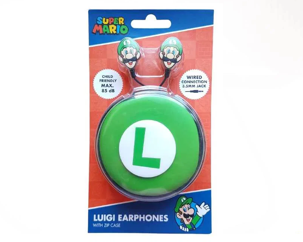 Super Mario – Luigi Wired Earphones mit Reissverschluss-Etui