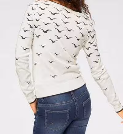 TOM TAILOR Polo Team Feinstrick Pullover, in Weiß-Marine, Größe 40/42 – Bild 4