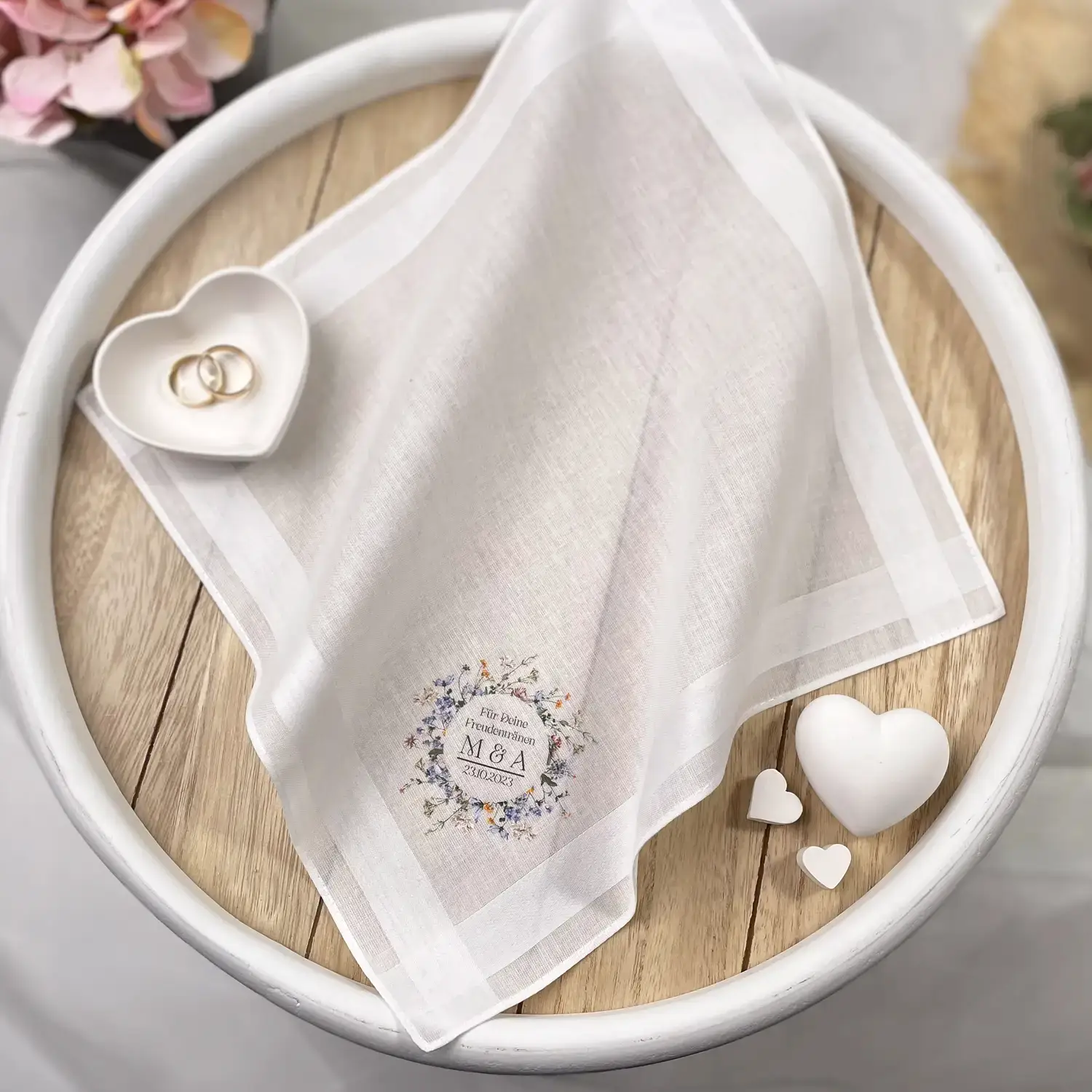 Bedrucktes Stofftaschentuch – Variante: Wildblumenkranz – Bild 4