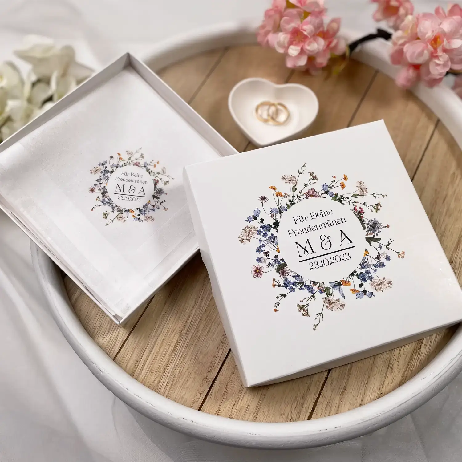 Bedrucktes Stofftaschentuch – Variante: Wildblumenkranz – Bild 6