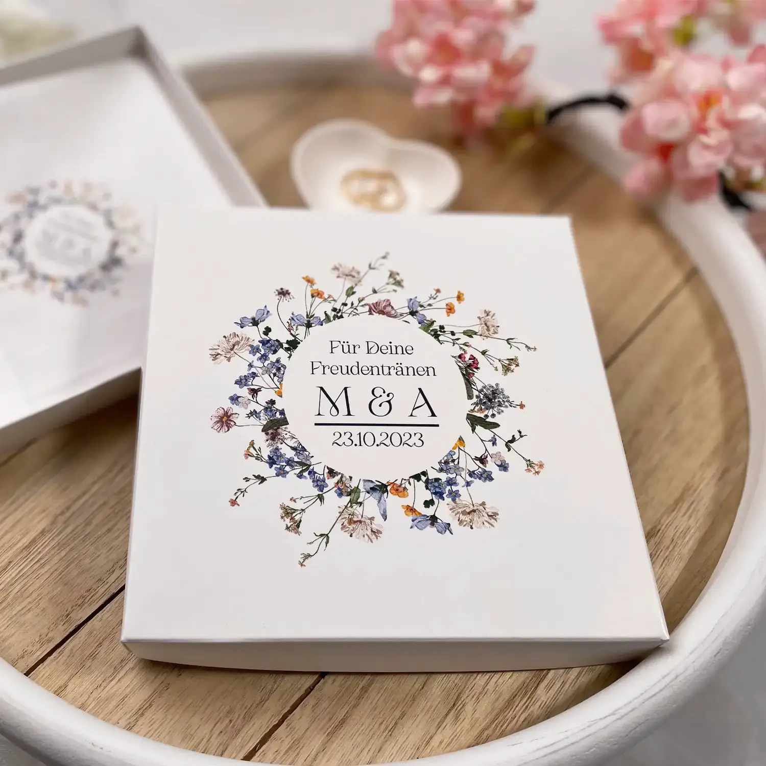 Bedrucktes Stofftaschentuch – Variante: Wildblumenkranz – Bild 7