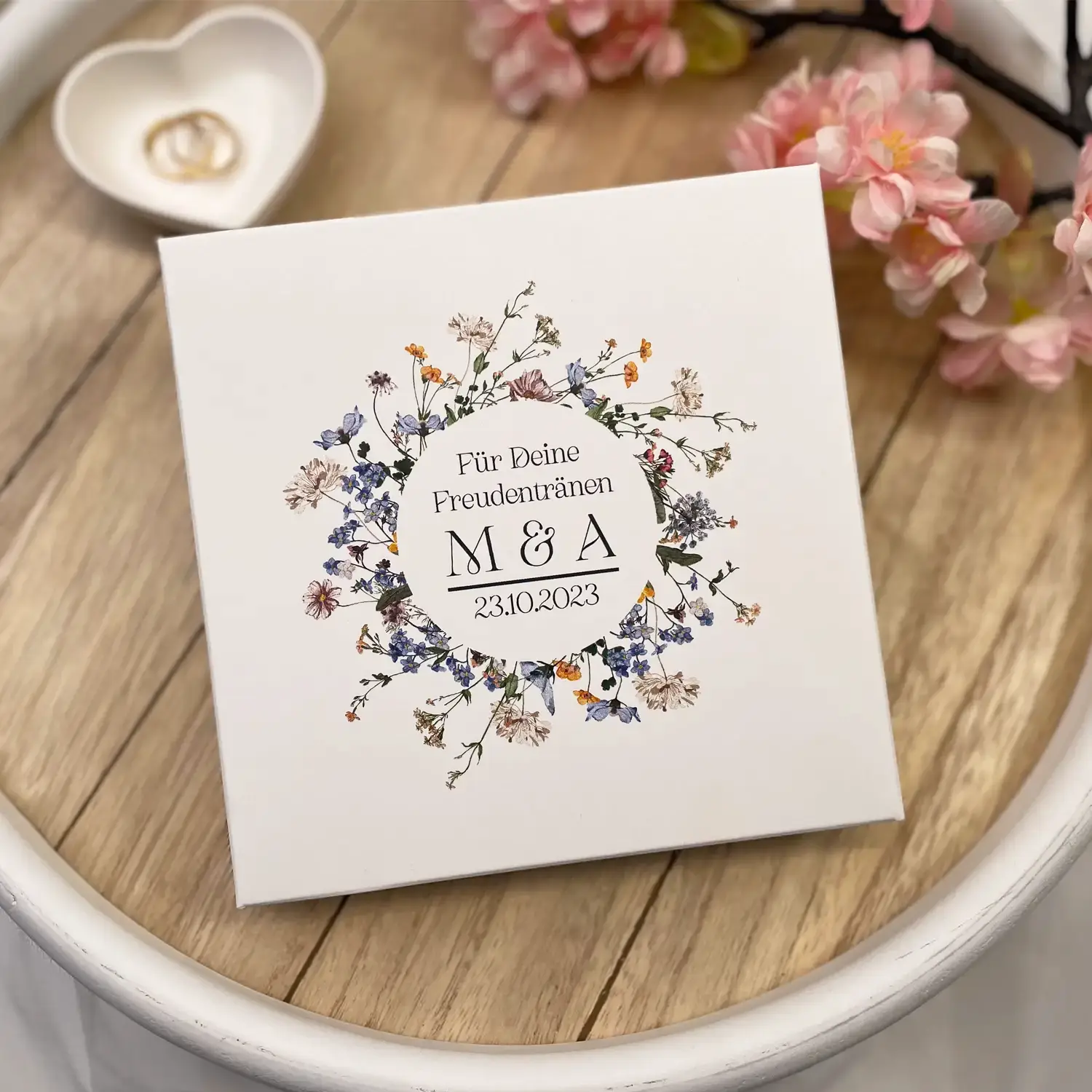 Bedrucktes Stofftaschentuch – Variante: Wildblumenkranz – Bild 8