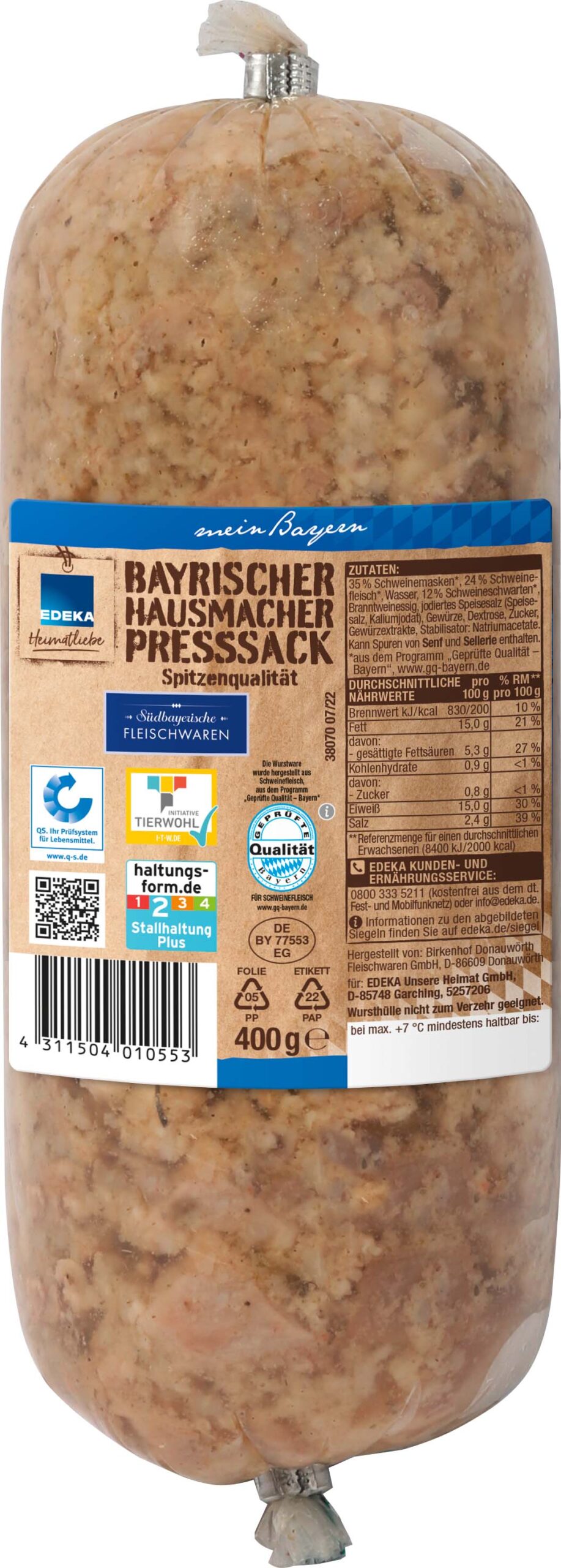 EDEKA Heimatliebe Bayrischer Hausmacherpreßsack 400g