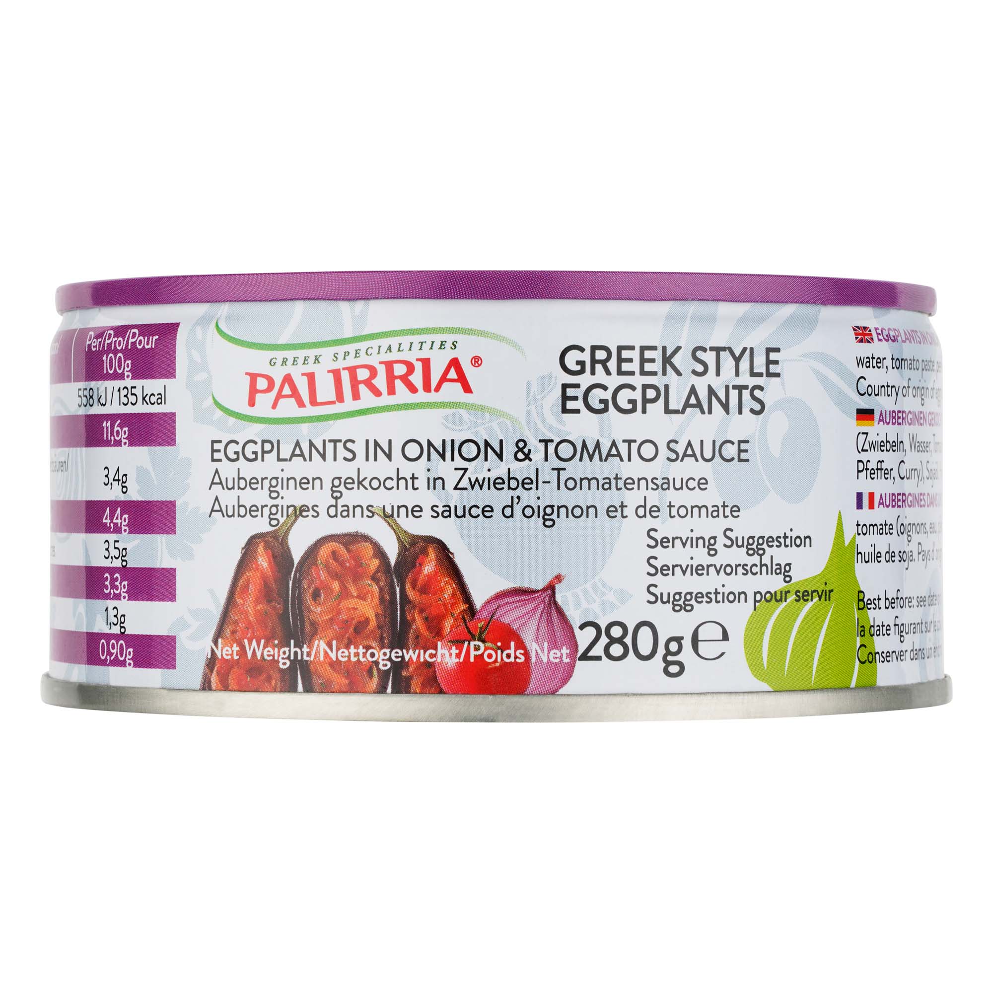 Palirria Auberginen gekocht in Zwiebel-Tomatensauce 280g