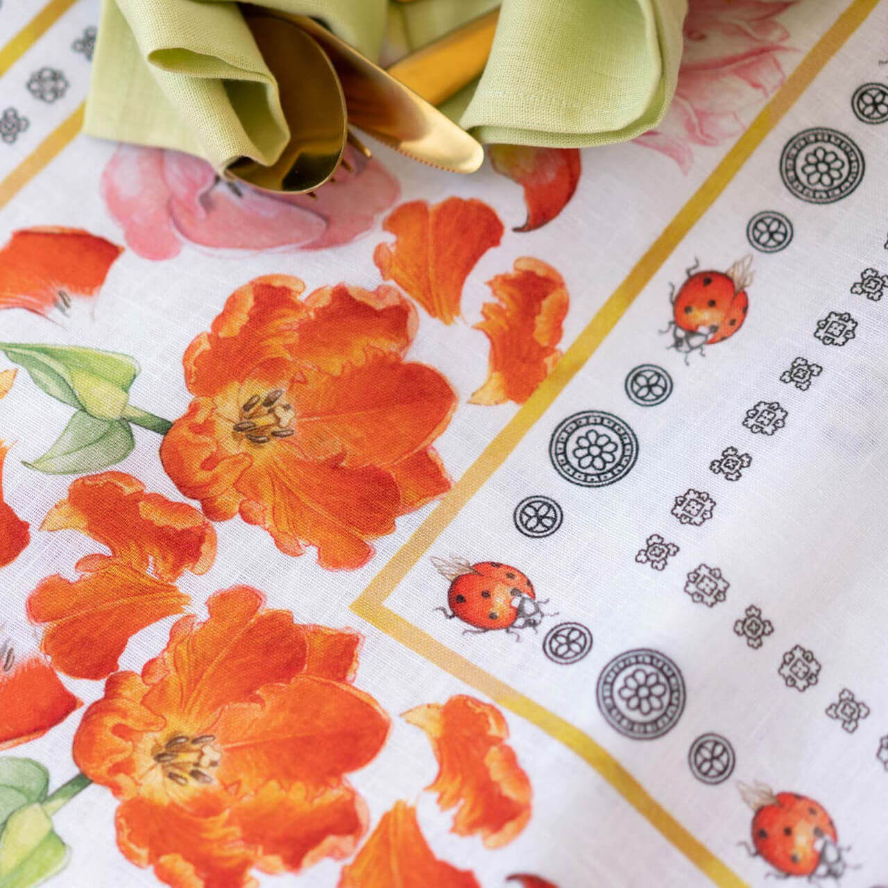 Leinentischtuch “Tulipani” 170x170cm – Bild 3