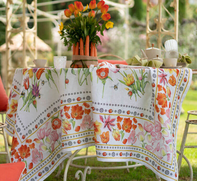 Leinentischtuch “Tulipani” 170x170cm